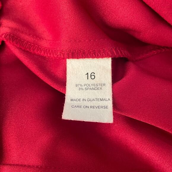 Y2K Long Pencil Skirt Size 16 Red Solid Minimal Career Office Academia 90s Vtg - Picture 13 of 16